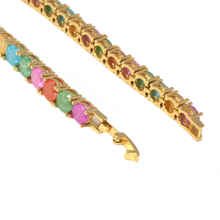 Load image into Gallery viewer, Colorful Stone Gold Adjustable Bracelet, Sku#B346