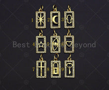 Load image into Gallery viewer, Shiny Gold Rectangle Dog Tag Charms, Dainty Charms, Star/Moon/Cross/Hamsa/Heart/Lock Pendant, Gold rectangle Charm,  7x15mm, Sku#LK115