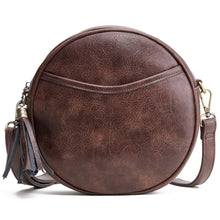 Load image into Gallery viewer, Retro Small Round Crossbody Bag – Zipper Closure | PU Leather | Women's Streetwear Bag