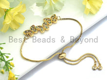 Load image into Gallery viewer, Colorful CZ Micro Pave Three Butterfly Connector/Link, Cz Pave Bracelet Necklace Connector in Gold Finish,14x37mm,sku#M254