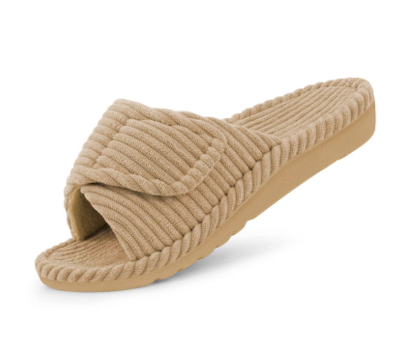 Corduroy Velcro Slide Sandals | EVA Cushioned Sole | Adjustable Strap | Women & Men