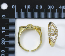 Load image into Gallery viewer, CZ Evil Eye Adjustable Ring, Sku#X331