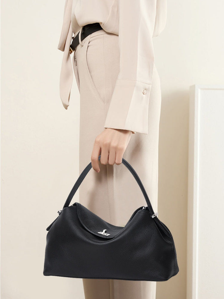Premium Full-Grain Leather Tote Bag for Women - Office & Work Handbag with Multiple Compartments