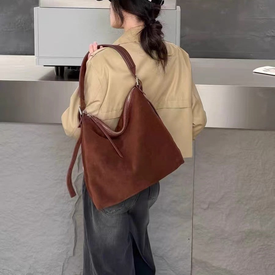 Women's High-Capacity Genuine Leather Shoulder Bag – Pillow-Shaped Commuter Bag