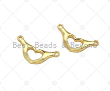 Load image into Gallery viewer, 18K Dainty Gold Hands Heart Shape Pendant,Heart Connetor/Links, Necklace Bracelet Charm Pendant,11x22mm,Sku#Z1314