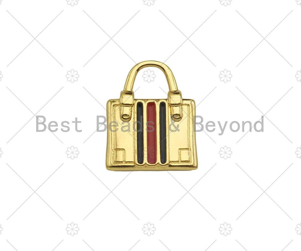 Colorful Enamel Lady Bag Shape Pendant/Charm,18K Dainty Gold Charm, Necklace Bracelet Charm Pendant,16x20mm, Sku#LK276
