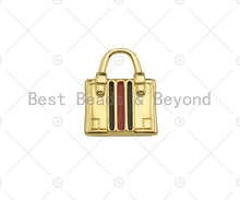 Load image into Gallery viewer, Colorful Enamel Lady Bag Shape Pendant/Charm,18K Dainty Gold Charm, Necklace Bracelet Charm Pendant,16x20mm, Sku#LK276
