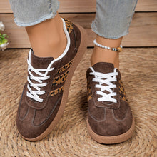 Load image into Gallery viewer, Women's Leopard Print Lace-Up Casual Shoes - Round Toe Color Block Sneakers