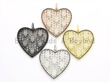 Load image into Gallery viewer, CZ Micro Pave Heart Pendant with hamsa hand, Large Heart Shaped Pendant, Hamsa Hand,Gold/Rose Gold/Silver/Gunmetal plated, 40x41mm, Sku#F558