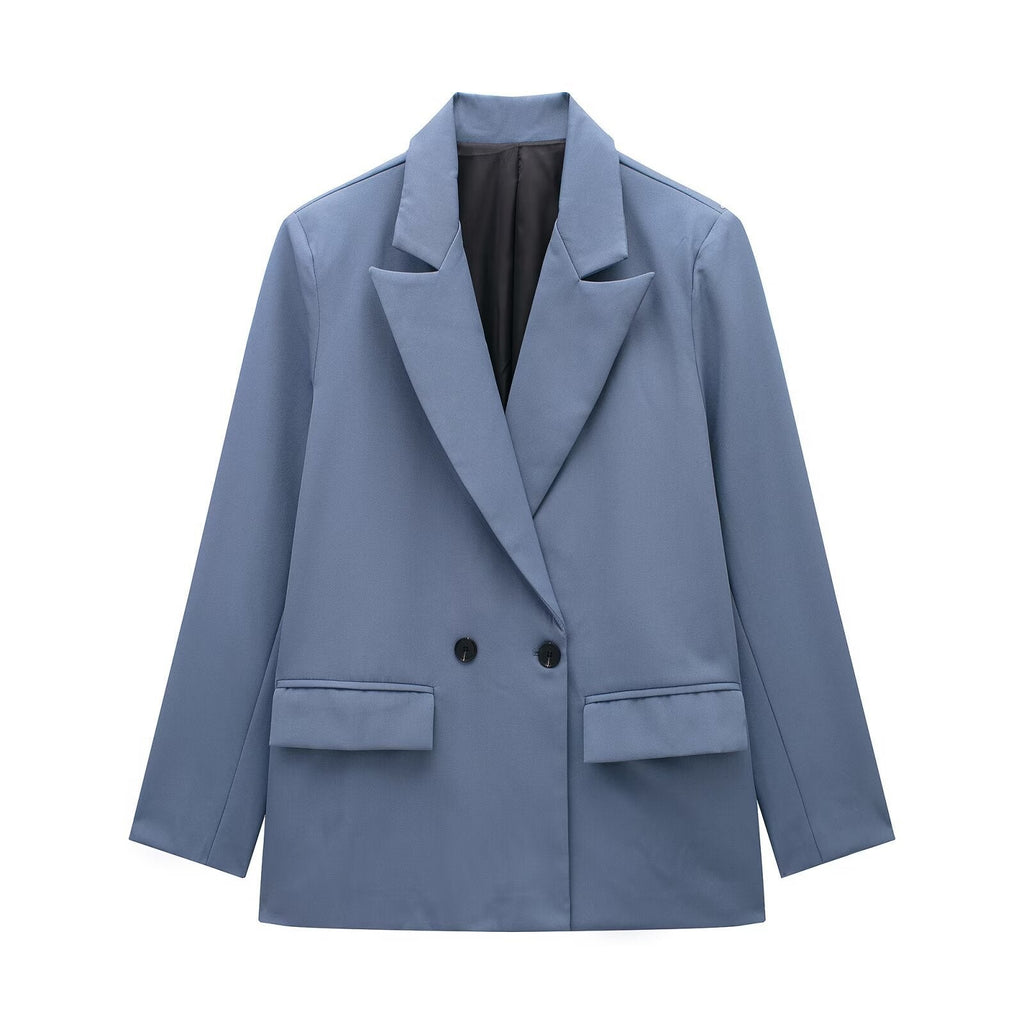 Summer Casual Relaxed-fit Double-breasted Blazer