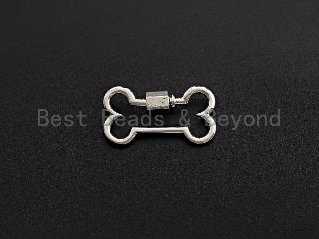 Dog Bone Shape Clasp, CZ Pave ScrewClasp, Pet Charm, Gold/Silver/Rose Gold/Black Carabiner Clasp, 14x26mm, sku#H299