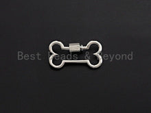 Load image into Gallery viewer, Dog Bone Shape Clasp, CZ Pave ScrewClasp, Pet Charm, Gold/Silver/Rose Gold/Black Carabiner Clasp, 14x26mm, sku#H299