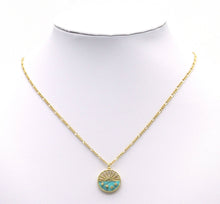 Load image into Gallery viewer, Turquoise Mop CZ Five Point Star On Round Charm, Sku#L691