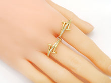 Load image into Gallery viewer, Clear CZ Gold T Wrap Adjustable Ring, Sku#X354