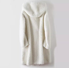 Load image into Gallery viewer, Women's Mid-Length Hooded Coat In Composite Leather And Fur