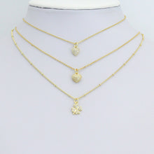 Load image into Gallery viewer, Clear CZ Gold Heart Clover Banana Round Coin Charm Pendant,Sku#LK1254