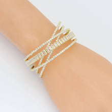 Load image into Gallery viewer, Clear CZ Crossover Baguette CZ Adjustable Bracelet, Sku#A271