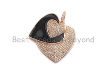 Load image into Gallery viewer, Micro Pave CZ Enamel Three Heart Pendant,Black Enamel Pendant,Enamel Heart Pendant, Oil Drop jewelry Findings,27x29mm,sku#F931
