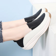 Load image into Gallery viewer, Women's Chunky Sole Slip-On Platform Sneakers | Round Toe Low Heel | Beige Black Khaki