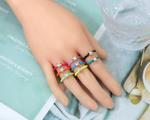 Load image into Gallery viewer, CZ Enamel Star Adjustable Ring, Sku#X296