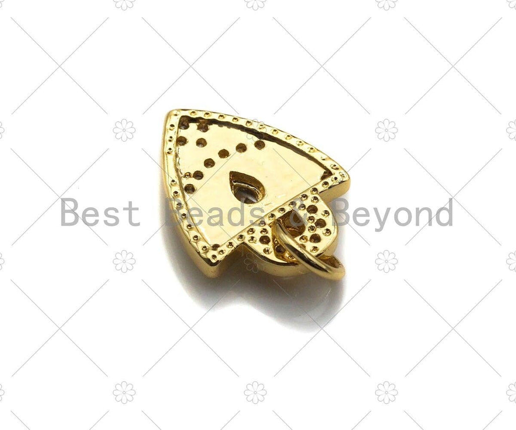 Dainty CZ Micro Pave Evil Eye On Shield Shape Charm/Pendant, Heart Shape Charm, Gold Lock Pendant, Gold plated charm, 13x11mm, Sku#JL11