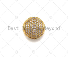 Load image into Gallery viewer, CZ Micro Pave Flat Oval Spacer Beads with Clear CZ for Bracelet/Necklace, Cubic Zirconia Spacer Beads, 15x14mm, Sku#C114