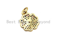 Load image into Gallery viewer, CZ Colorful Micro Pave Peace Sign Pendant, Cubic Zirconia Pave Pendant, Gold plated, 11x13mm, Sku#F822