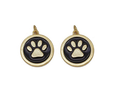 Load image into Gallery viewer, Gold Black Enamel Dog's Paw Print Coin Charm, Sku#LK695