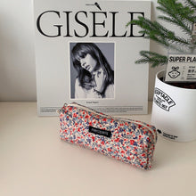 Load image into Gallery viewer, Corduroy Pencil Case Makeup Bag - Korean Style Retro Floral Canvas Pouch for Students