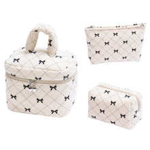 Load image into Gallery viewer, Corduroy Bow-Knot Makeup Bag - Large Capacity Cosmetic Organizer with Zipper