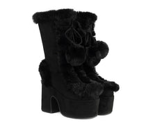 Load image into Gallery viewer, Women's Mid-Calf Chunky Heel Furry Boots – Suede Platform Winter Boots
