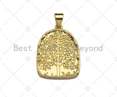 Dainty Gold Silver Life Tree Charms, Dainty Medallion Charms, Gold Silver Pendant, Medallion Necklace Charms, 17x23mm, Sku#L333