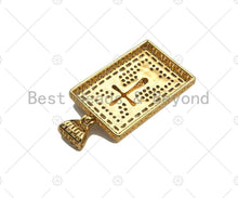Load image into Gallery viewer, CZ Micro Pave Virgin Mary Cross Anchor On Rectangle Charm/Pendant,Rectangle Pave Pendant, 24x47mm,Sku#LD20