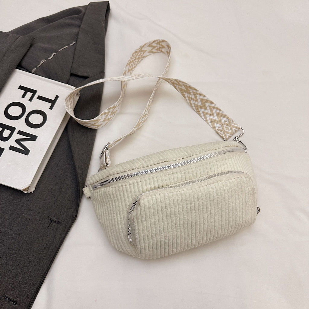 Corduroy Crossbody Bag for Women - Lightweight Minimalist Streetwear Style
