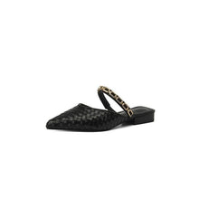 Load image into Gallery viewer, Women's Chain Strappy Pointed-Toe Flat Sandals | Low Heel Microfiber Dress Sandals