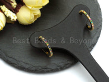 Load image into Gallery viewer, Rainbow CZ Higgie Hoop Earrings, Sku#J47