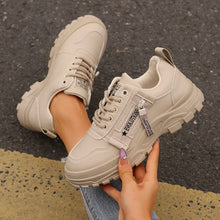Load image into Gallery viewer, Women's Lace-Up Sneakers with Side Zipper | Thick Sole Round Toe Casual Sports Shoes