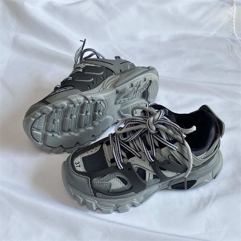 Men's Retro Chunky Sole Sneakers - Breathable Mesh Athletic Shoes with EVA Sole