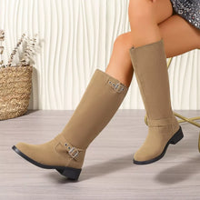 Load image into Gallery viewer, Women's Round Toe Block Heel Ankle Boots | Mid Heel Suede Zipper Boots