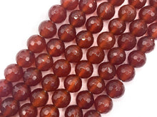 Load image into Gallery viewer, 2mm Big Hole High Quality Carnelian Round Faceted Beads, 8mm/10mm/12mm Natural Quality Beads, 8'' Full Strand, SKU#U1210