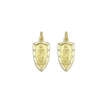 Load image into Gallery viewer, Clear CZ Gold Virgin Mary On Shield Charm, Sku#LX367