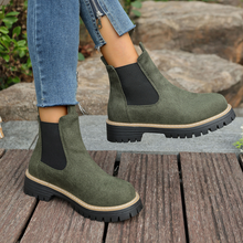 Load image into Gallery viewer, Women's Round Toe Square Heel Slip-On Boots | Fall Winter Fabric Boots