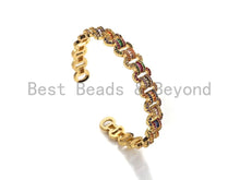 Load image into Gallery viewer, CZ Linked Chain Open Cuff Bracelet, Sku#X160