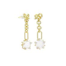 Load image into Gallery viewer, White Mother of Pearl Rose Flower Heart Gold Stud Earring, SKU#Y992