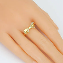 Load image into Gallery viewer, Gold Silver CZ Bow Adjustable Ring, Sku#A339