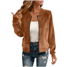 Load image into Gallery viewer, Round-neck Zip-up Deerskin-fleece Short Jacket Flight Suit