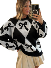Load image into Gallery viewer, Womens Trendy Pullover Sweater With A Bow-knot Print And Long Knitted Sleeves