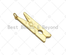 Load image into Gallery viewer, Clothespin Shape Pendant, Dainty Gold/Silver Clothes Peg Charm, Necklace Bracelet Charm Pendant, 11x38mm, Sku#L546