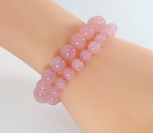 Load image into Gallery viewer, Genuine Madagascar Rose Quartz Stretchy Bracelet, Sku#EF275