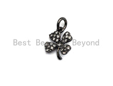 Load image into Gallery viewer, CZ Micro Pave Four Leaf Clover Shaped Pendant/Charm, Cubic Zirconia Pendant Charm,10x12mm,sku#F918